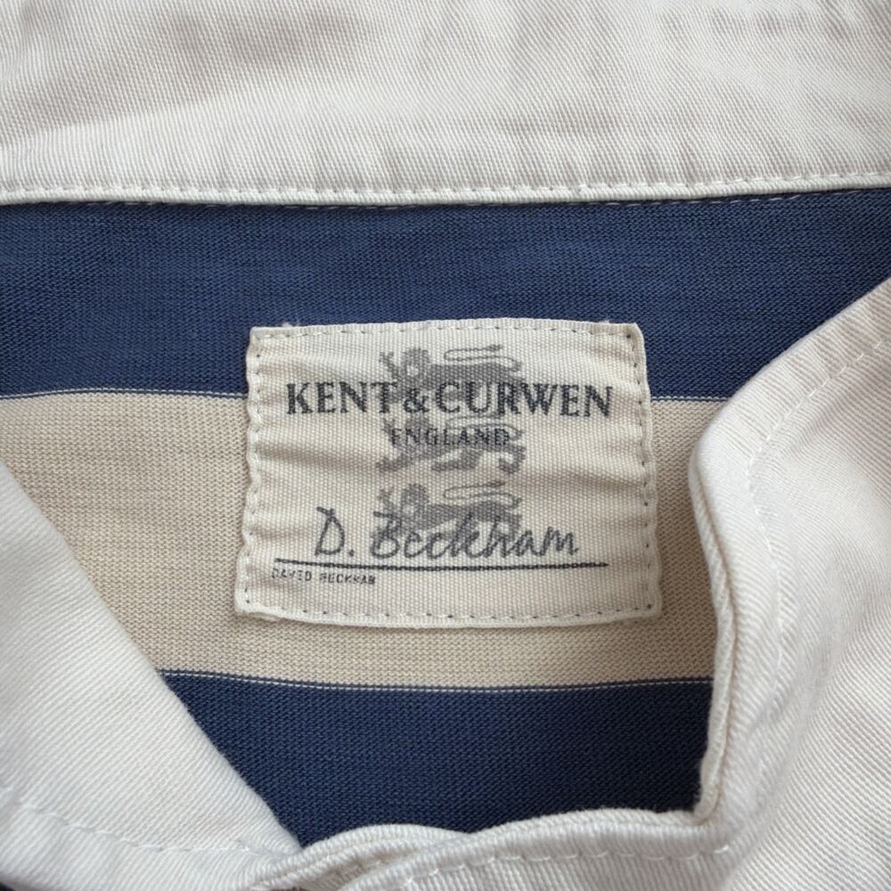 Kent & Curwen Rugby Polo Shirt Men’s XXL Blue Stripe 100% Cotton David Beckham - Picture 3 of 12